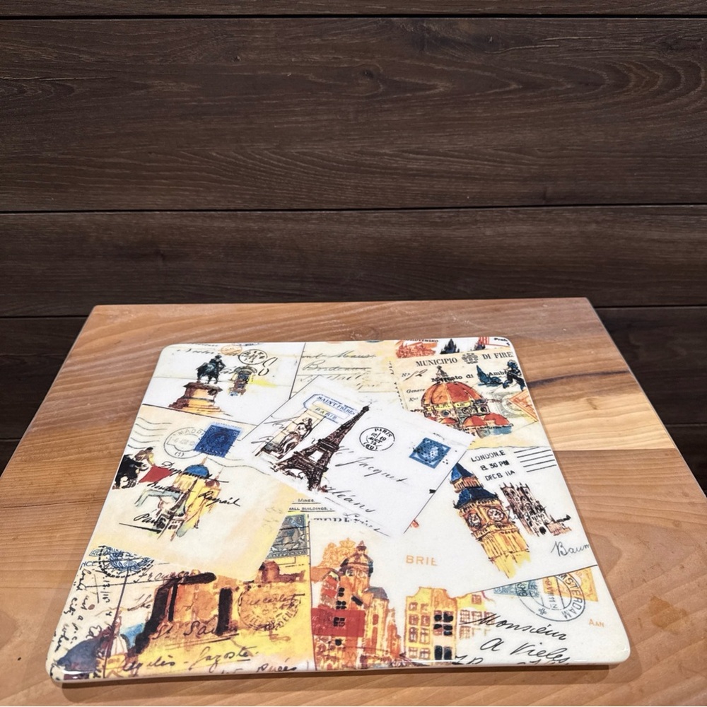 Williams Sonoma Grande Tour Postcard Square Serving Platter 2008